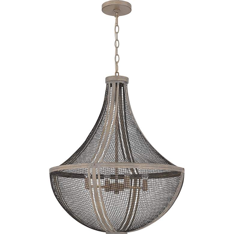 Image 2 Hallie 4-Light Distressed Grey Wood Pendant Light more views