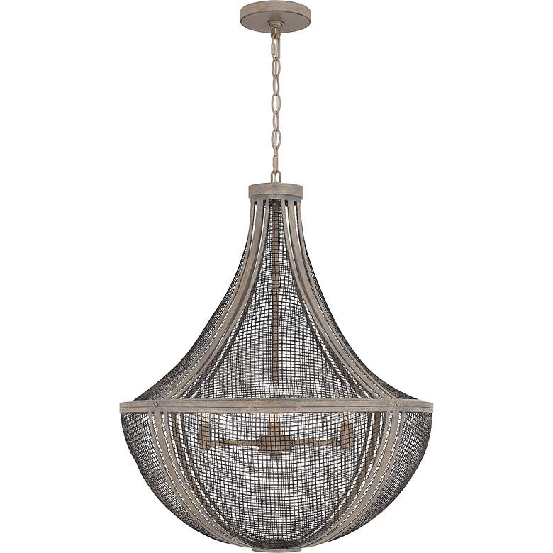 Image 3 Hallie 4-Light Distressed Grey Wood Pendant Light more views
