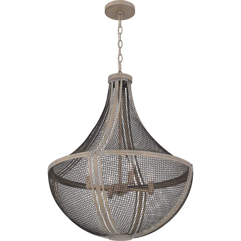 Image 4 Hallie 4-Light Distressed Grey Wood Pendant Light more views