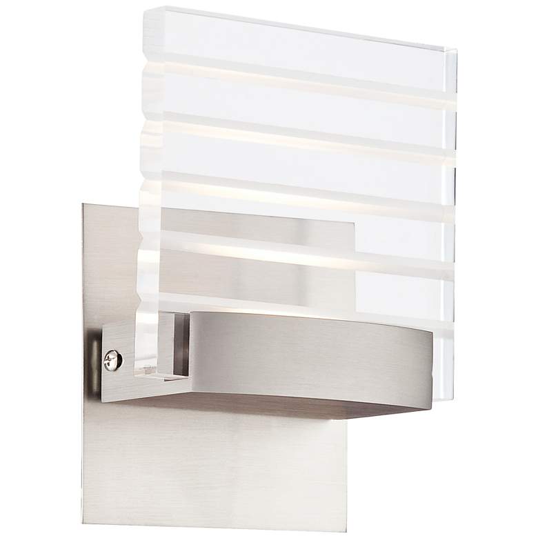Image 1 Hallie 7 1/4 inch High Brushed Silver LED Wall Sconce