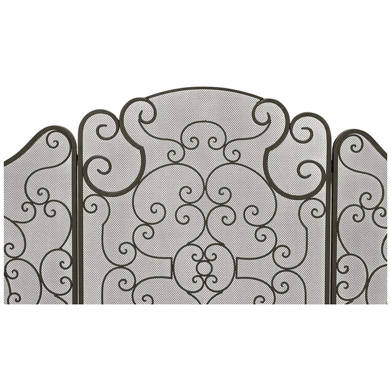 Image 3 Hallie Black Scroll Metal 35" High 3-Panel Fireplace Screen more views