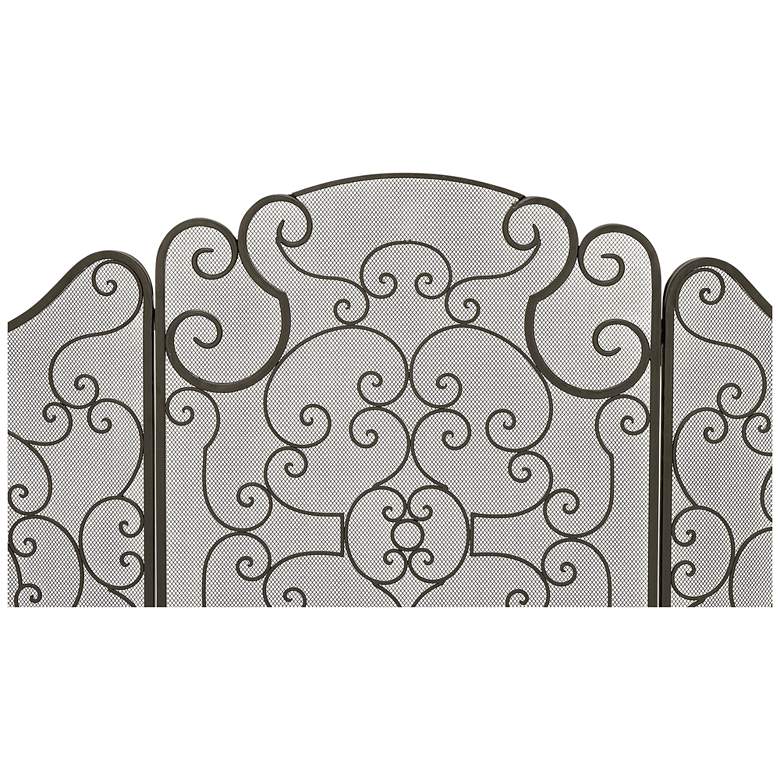 Image 3 Hallie Black Scroll Metal 35 inch High 3-Panel Fireplace Screen more views