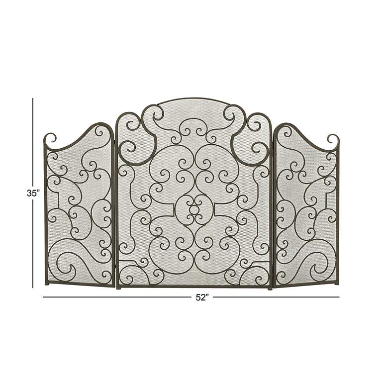 Image 4 Hallie Black Scroll Metal 35" High 3-Panel Fireplace Screen more views