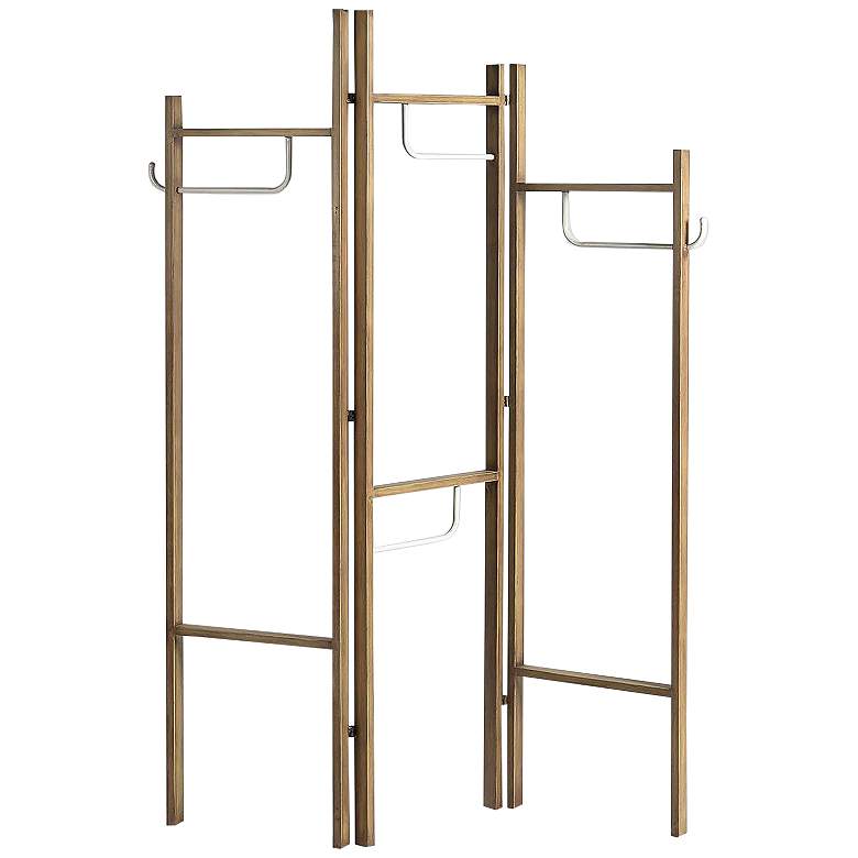 Image 2 Hallstand 52"W Wooden Coated Metal Screen/Mobile Wardrobe