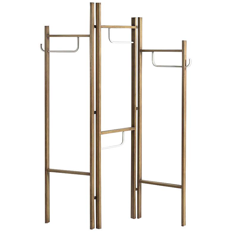 Image 2 Hallstand 52 inchW Wooden Coated Metal Screen/Mobile Wardrobe