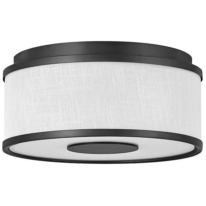 Image 1 Halo 13 1/4" Wide Black Ceiling Light with Off-White Shade