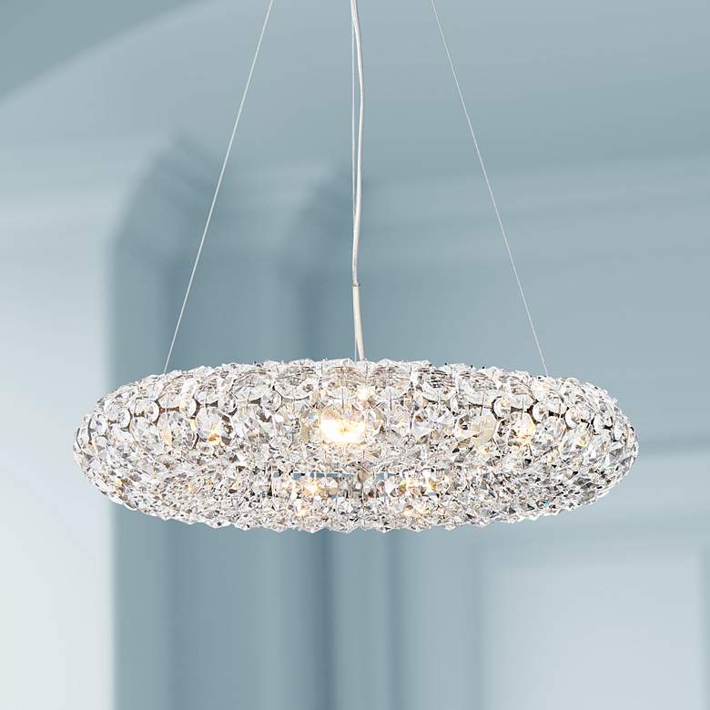 Image 1 Halo 19 1/2 inch Wide Chrome and Crystal Ring Pendant Light