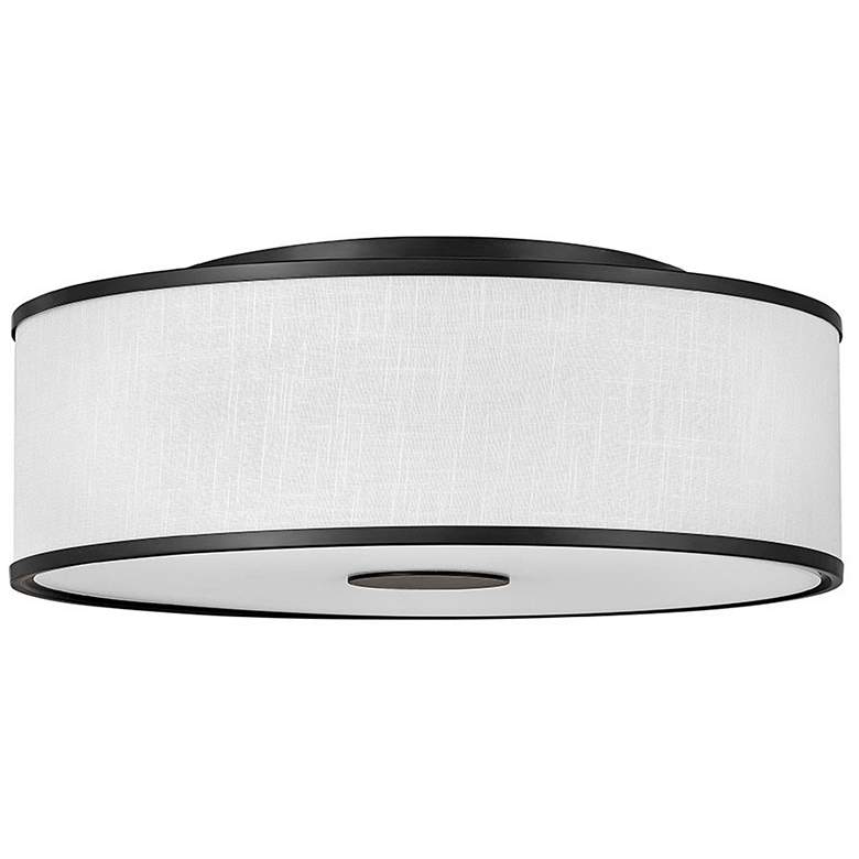 Image 1 Halo 24 1/4" Wide Black Ceiling Light with Off-White Shade