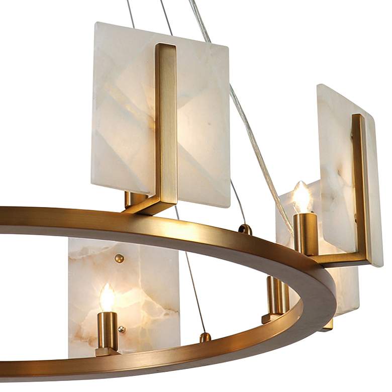 Image 3 Halo 33"W Antique Brass and Alabaster 8-Light Chandelier more views