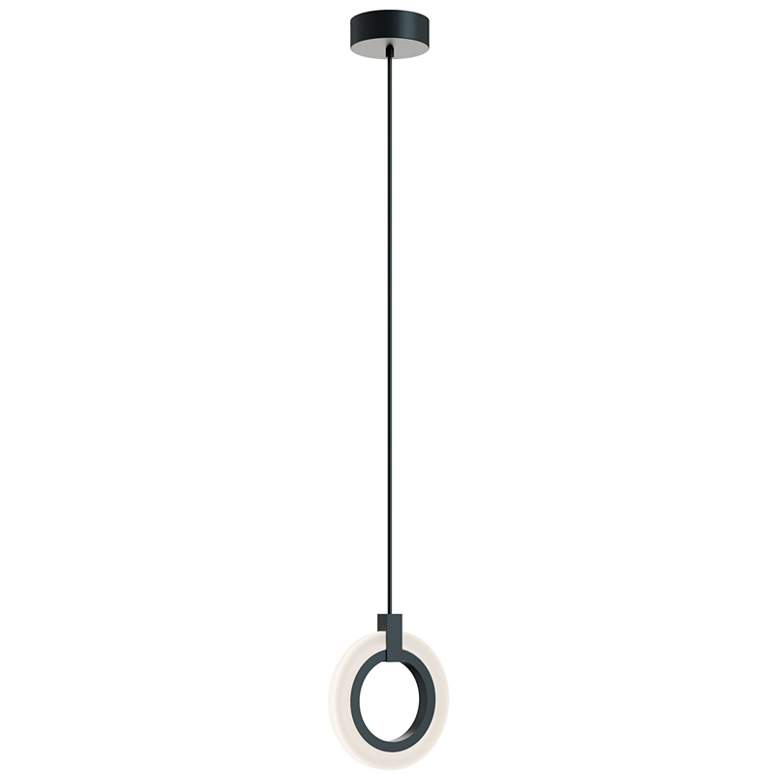 Image 1 Halo 8" Wide Black LED Pendant