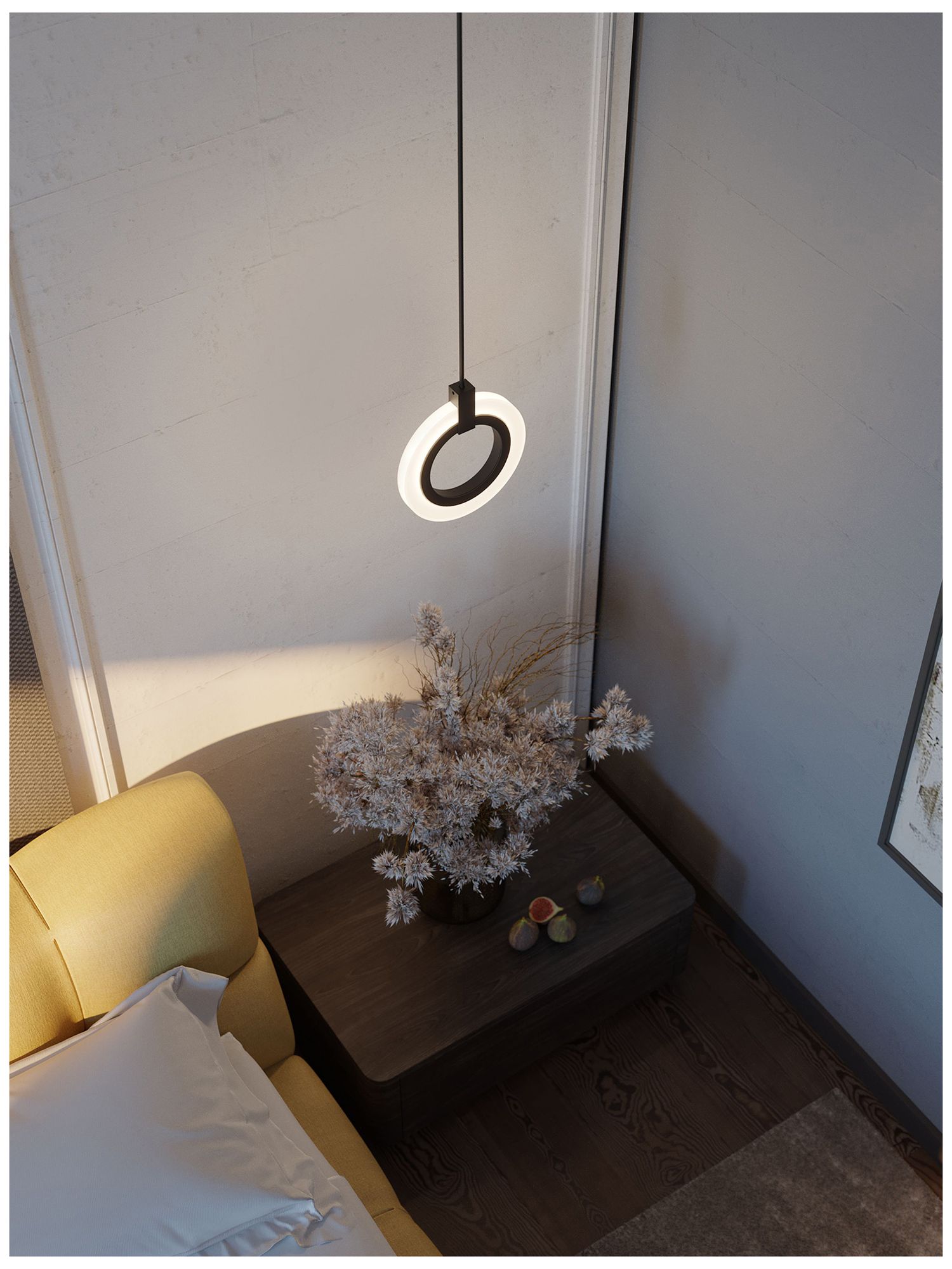 Image 2 Halo 8" Wide Black LED Pendant more views