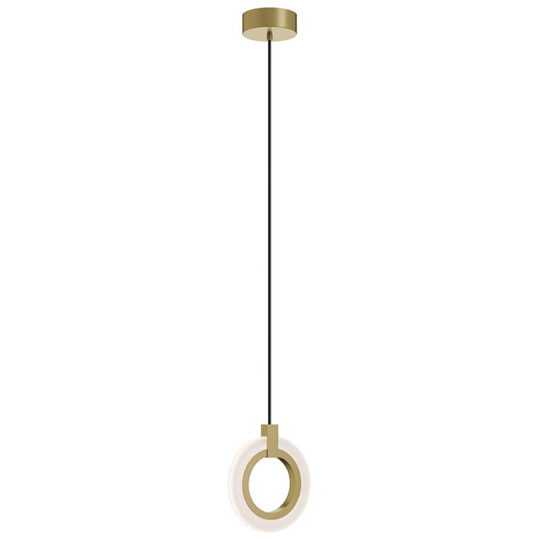 Image 1 Halo 8" Wide Light Antique Brass LED Pendant