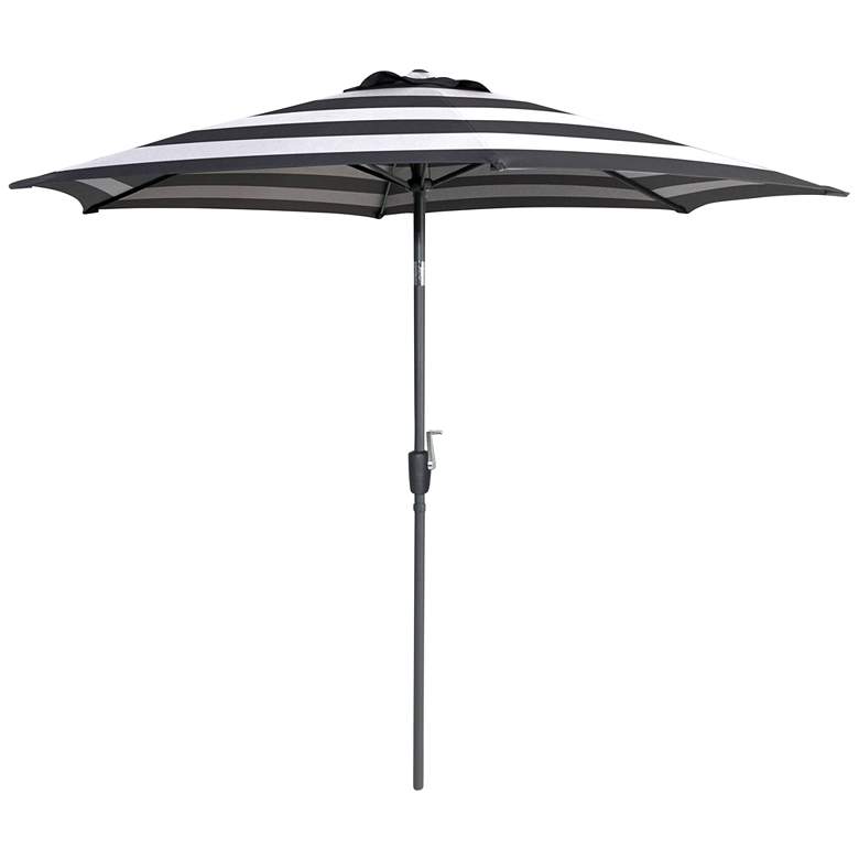 Image 1 Halo 9-Foot Black and White Stripes Tilting Umbrella