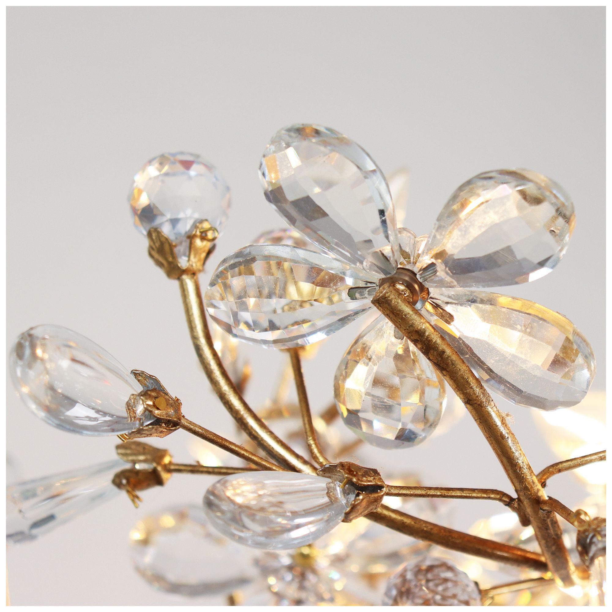 Image 2 Haloey 31.9" Wide Gold Leaf Floral Crystal 8-Light Ceiling Light more views