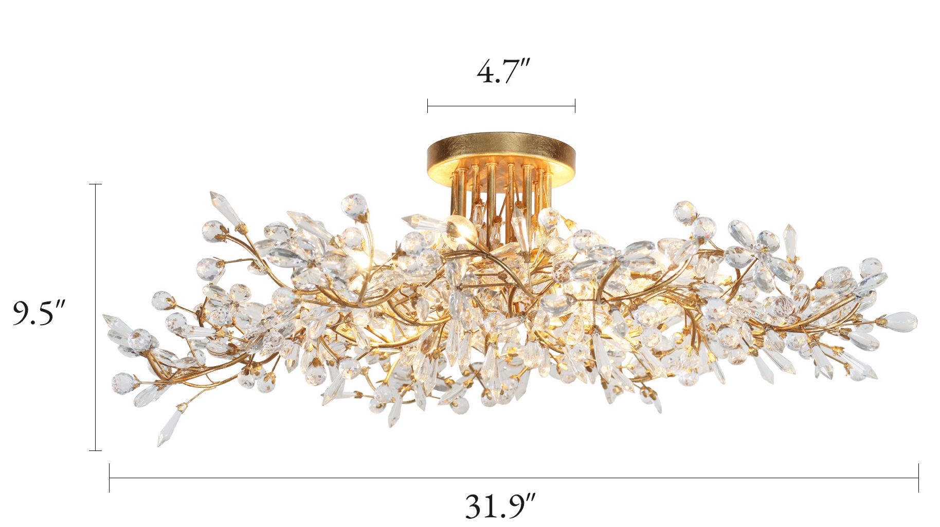 Image 3 Haloey 31.9" Wide Gold Leaf Floral Crystal 8-Light Ceiling Light more views