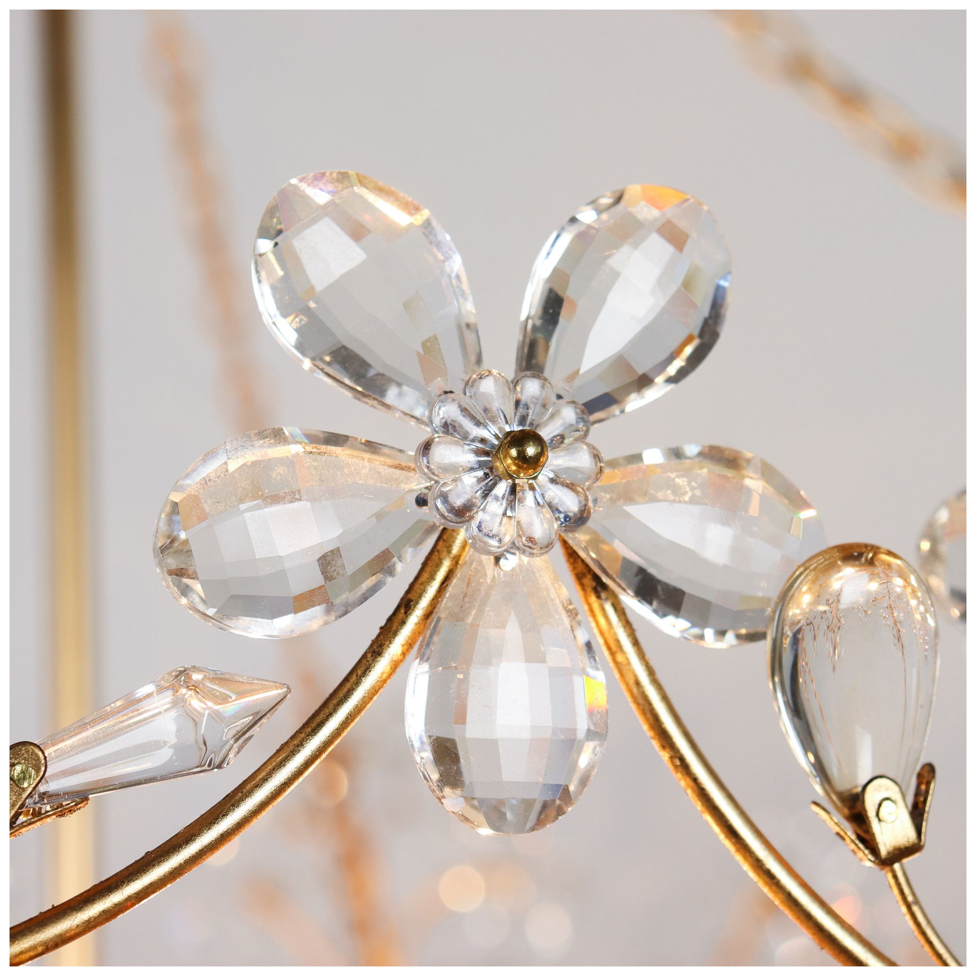 Image 2 Haloey 35" Wide Gold Leaf Floral Crystal 12-Light Chandelier more views