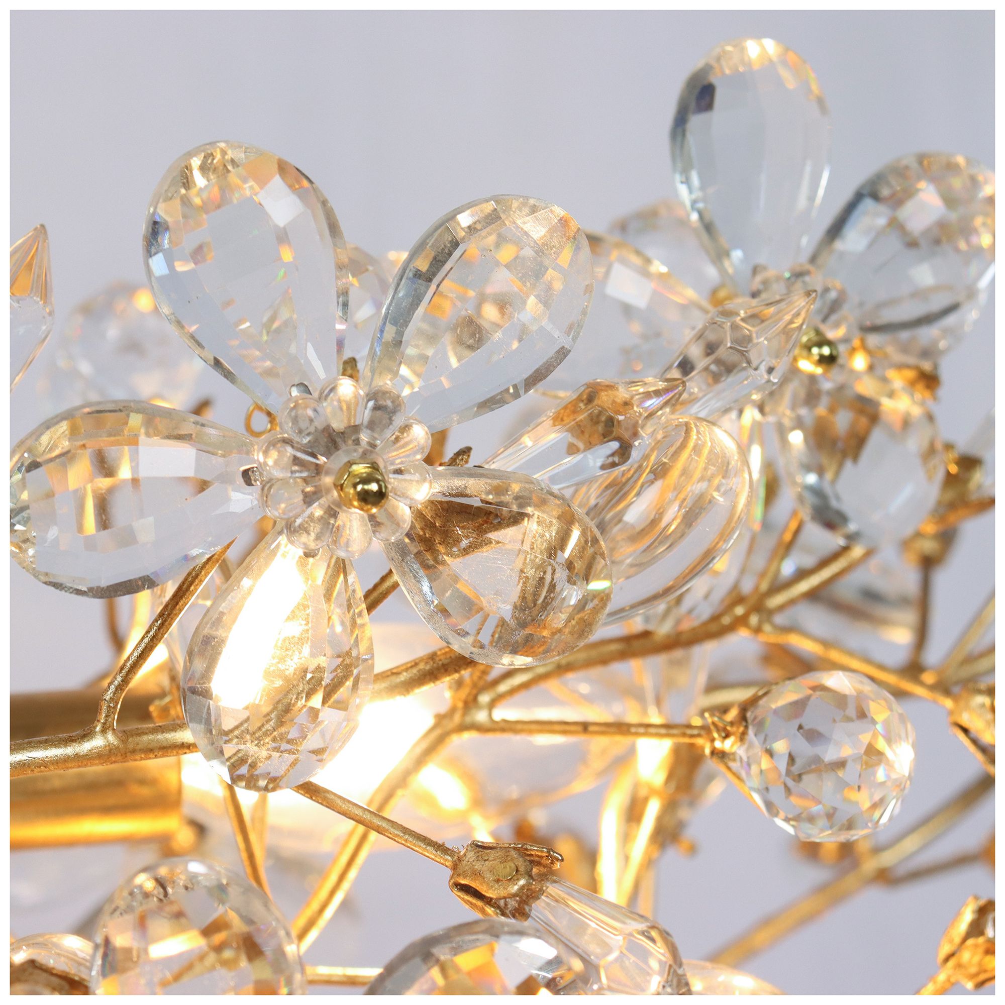 Image 2 Haloey 45" Wide Gold Leaf Floral Crystal 7-Light Island Chandelier more views