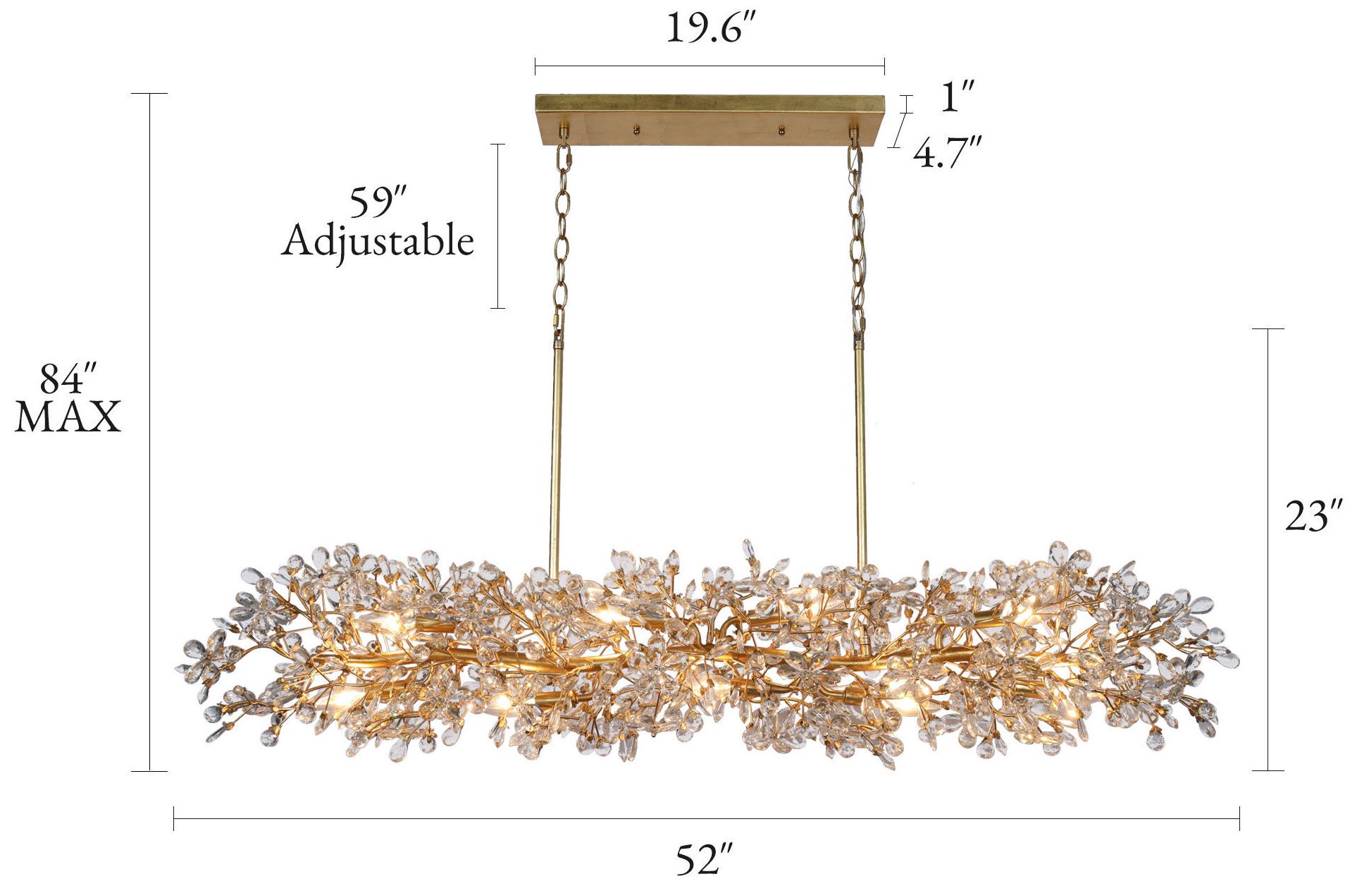 Image 3 Haloey 45" Wide Gold Leaf Floral Crystal 7-Light Island Chandelier more views