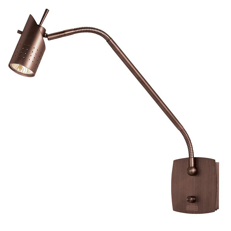 Image 1 Halogen Gooseneck Bronze Plug-In Wall Lamp