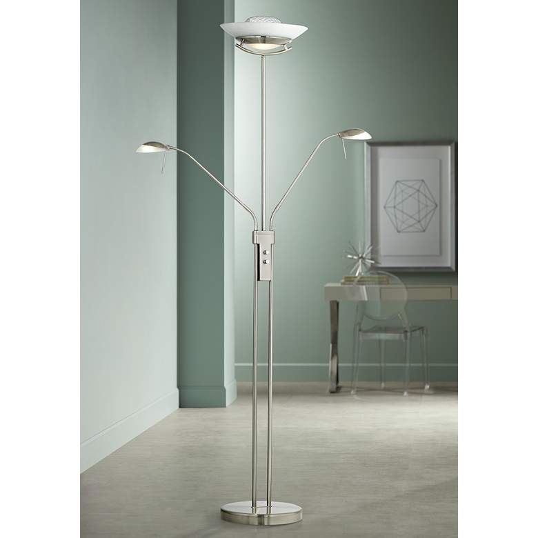 Image 1 Halogen Three Light Torchiere and Reading Floor  Lamp