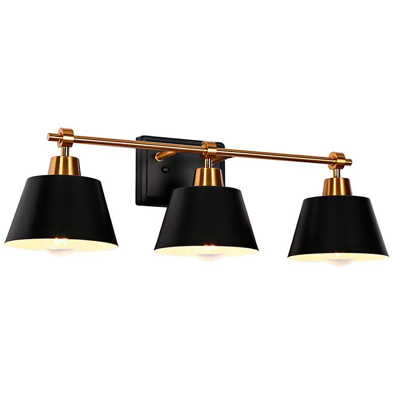 Image 2 Halopeepa 24 1/2" Wide Black and Gold 3-Light Bath Light
