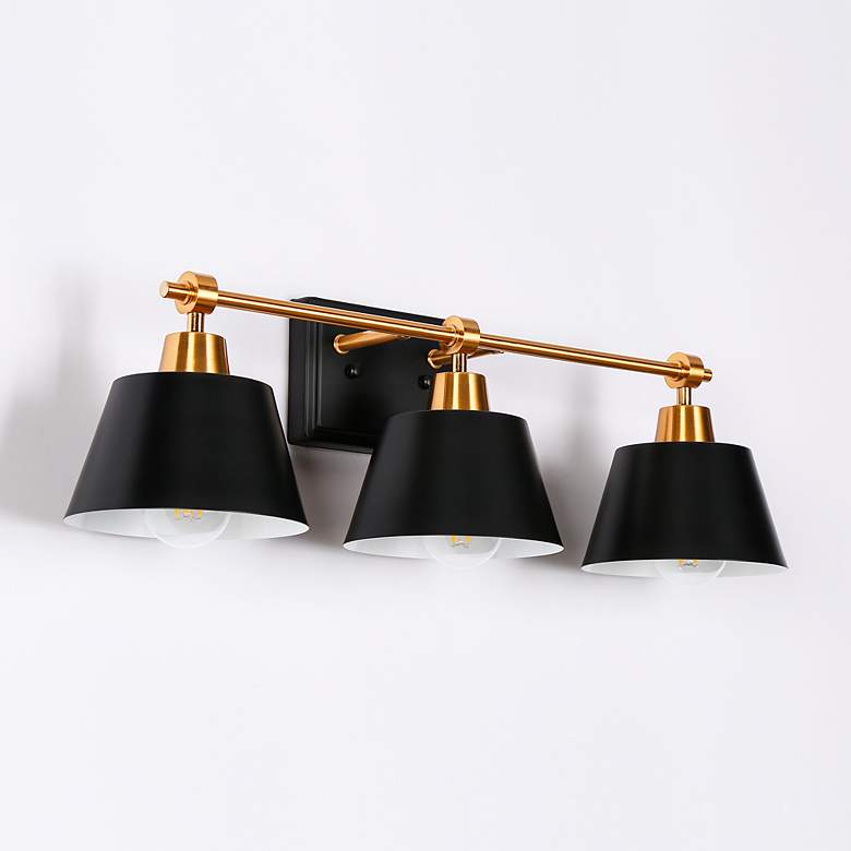 Image 4 Halopeepa 24 1/2" Wide Black and Gold 3-Light Bath Light more views