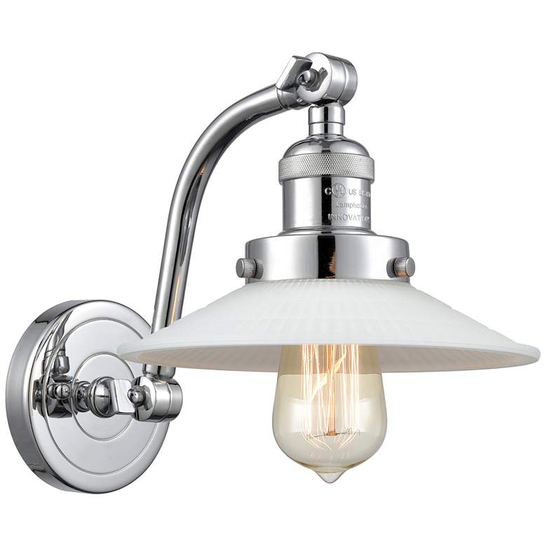 Image 1 Halophane 11.5" High Polished Chrome Sconce w/ Matte White Halophane S