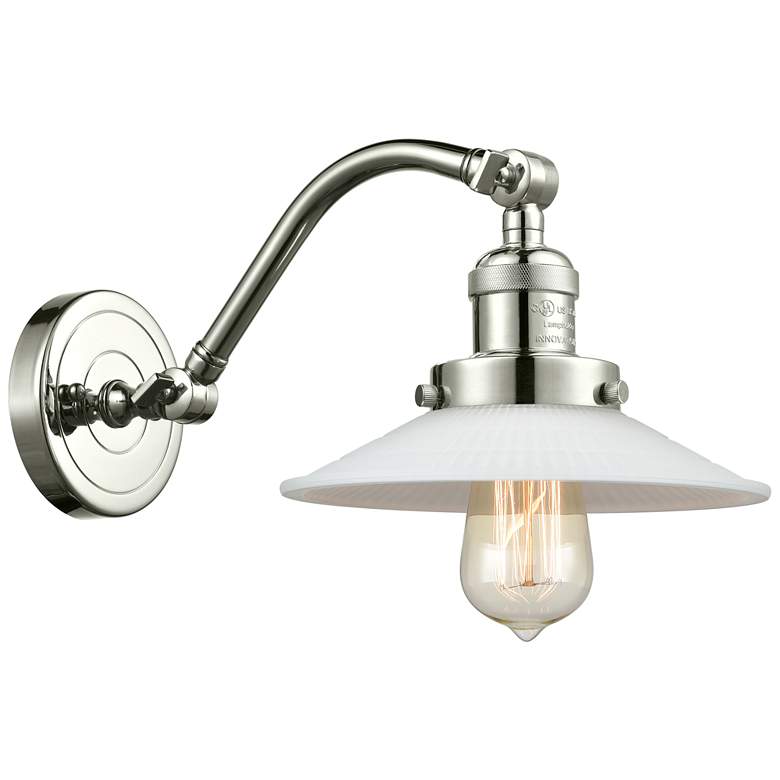 Image 1 Halophane 11.5" High Polished Nickel Sconce w/ Matte White Halophane S