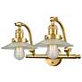 Halophane 12" High Satin Gold 2-Light Wall Sconce