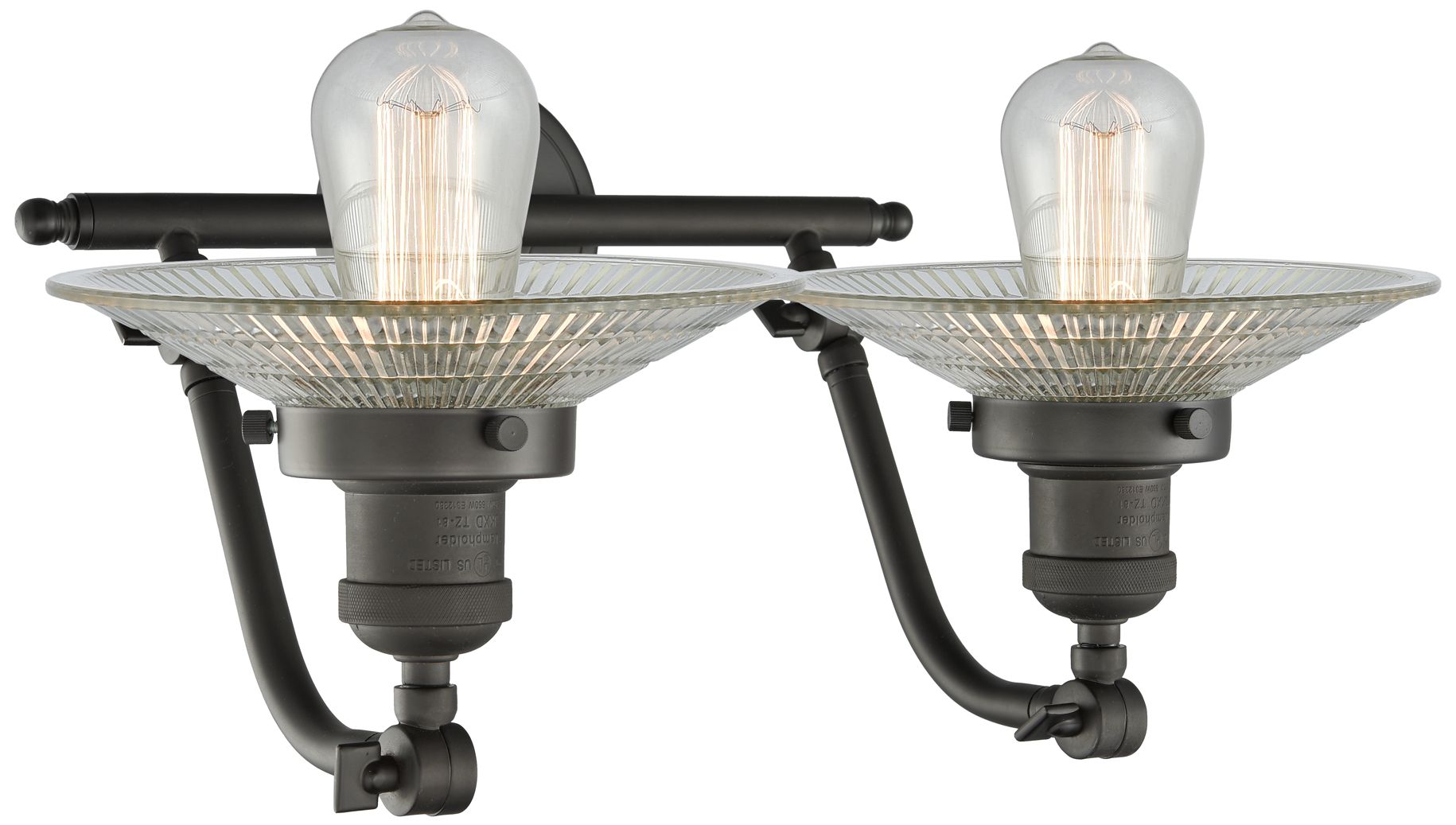 Image 2 Halophane 18.25" Wide 2 Light Bronze Bath Vanity Light w/ Halophane Sh more views