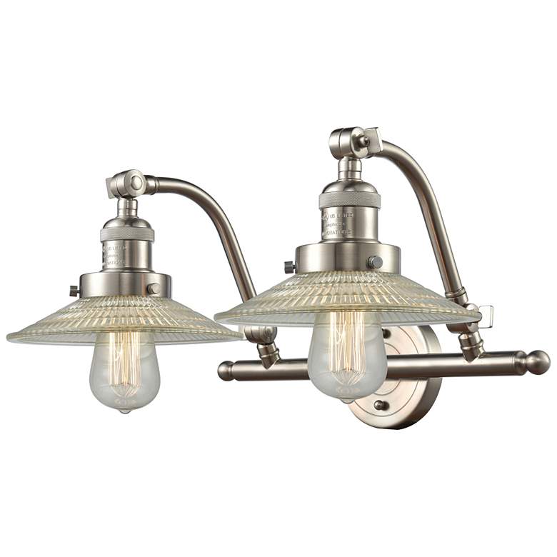 Image 1 Halophane 18.25"W 2 Light Brushed Nickel Bath Light w/ Halophane Shade