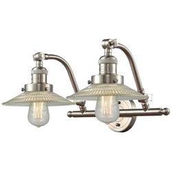 Halophane 18.25"W 2 Light Brushed Nickel Bath Light w/ Halophane Shade