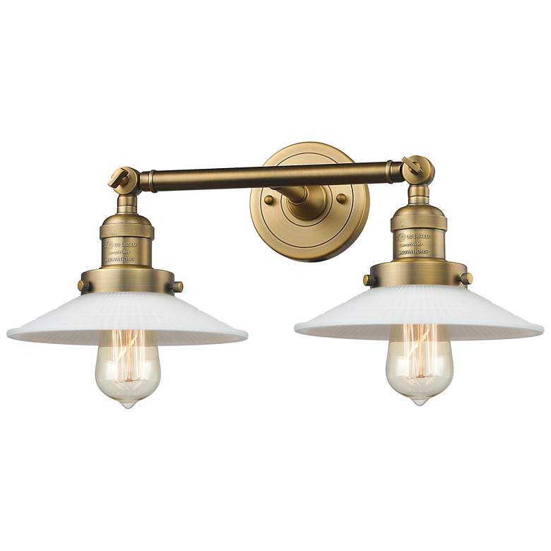 Image 1 Halophane 18" 2-Light Brushed Brass Bath Light w/ Matte White Shade
