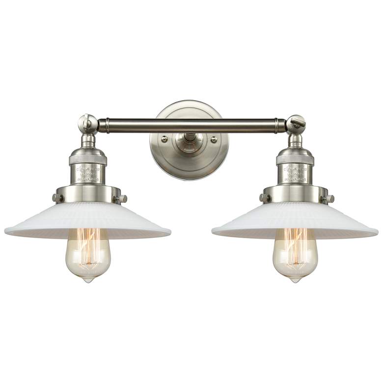 Image 1 Halophane 18" 2-Light Brushed Nickel Tiltable Bath Light w/ White Shad