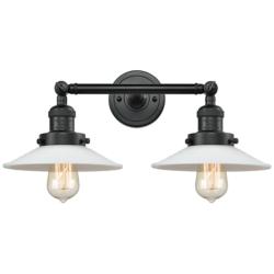 Halophane 18" 2-Light Matte Black Bath Light w/ Matte White Shade
