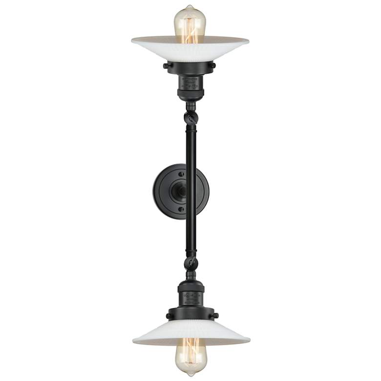 Image 3 Halophane 18" 2-Light Matte Black Bath Light w/ Matte White Shade more views