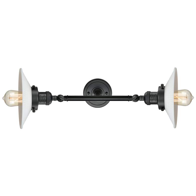 Image 4 Halophane 18" 2-Light Matte Black Bath Light w/ Matte White Shade more views