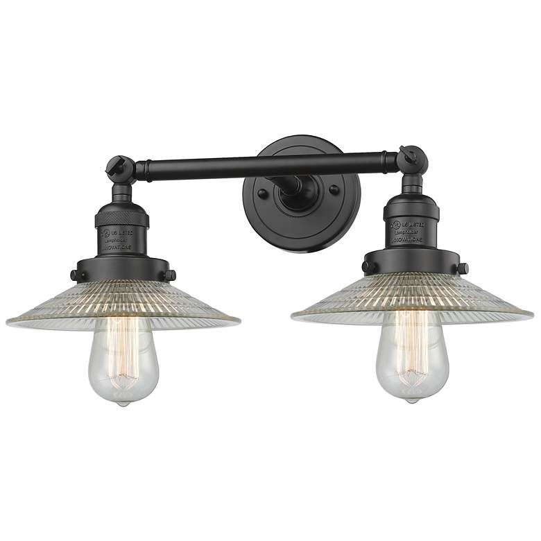 Image 1 Halophane 2 Light 18" Tiltable LED Bath Light - Bronze - Clear Halopha