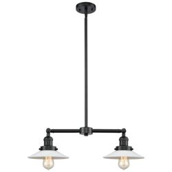 Halophane 21"W 2 Light Bronze Island Light w/ Matte White Halophane Sh