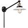 Halophane 25" High Black Brass Swing Arm w/ Matte White Halophane Shad