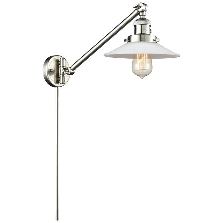 Image 1 Halophane 25" High Brushed Nickel Swing Arm w/ Matte White Halophane S