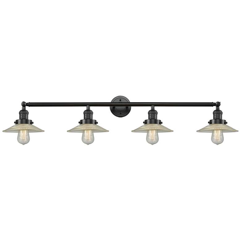 Image 1 Halophane 44.5" Wide 4 Light Bronze Bath Vanity Light w/ Halophane Sha