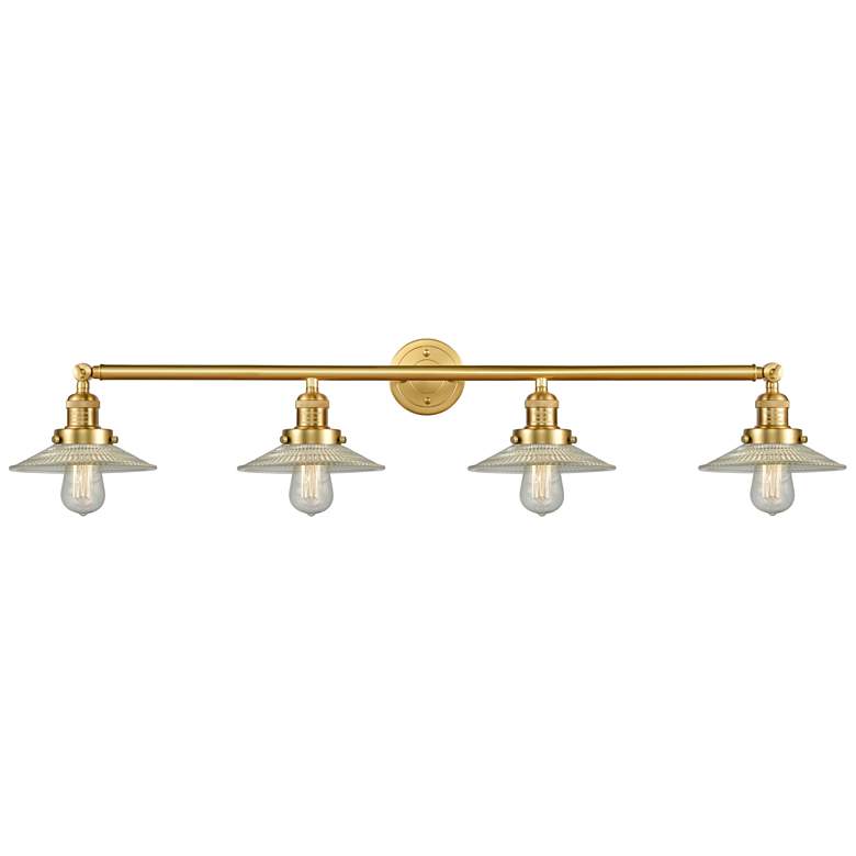 Image 1 Halophane 44.5" Wide 4 Light Gold Bath Vanity Light w/ Halophane Shade