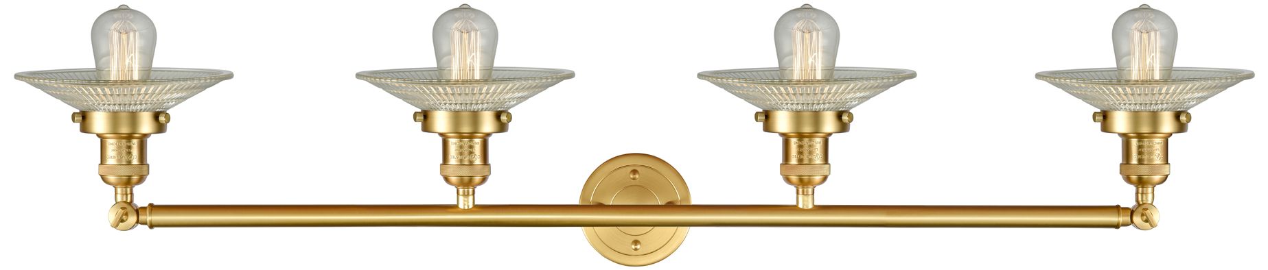 Image 3 Halophane 44.5" Wide 4 Light Gold Bath Vanity Light w/ Halophane Shade more views