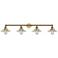 Halophane 44.5"W 4 Light Brushed Brass Bath Vanity Light w/ Halophane