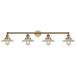 Halophane 44.5"W 4 Light Brushed Brass Bath Vanity Light w/ Halophane