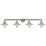 Halophane 44.5"W 4 Light Brushed Nickel Bath Light w/ Halophane Shade