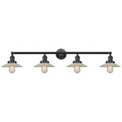 Halophane 44.5"W 4 Light Matte Black Bath Vanity Light w/ Halophane Sh