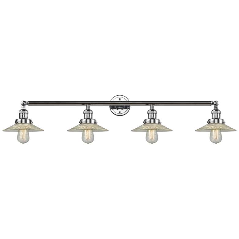 Image 1 Halophane 44.5"W 4 Light Polished Chrome Bath Light w/ Halophane Shade