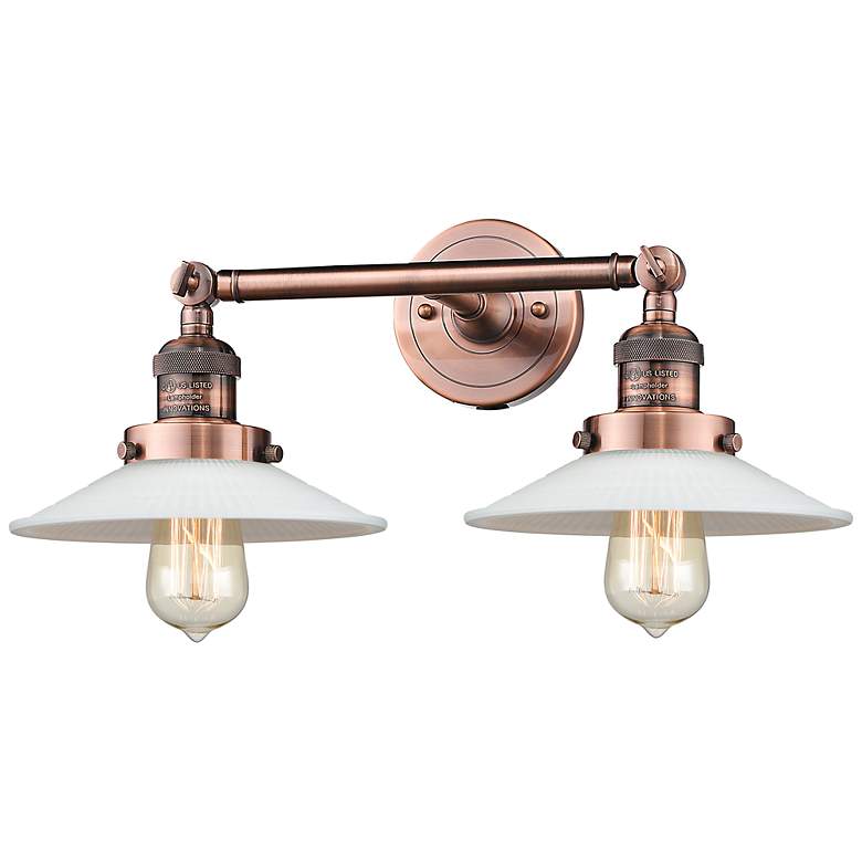 Image 1 Halophane 7" High Antique Copper 2-Light Wall Sconce